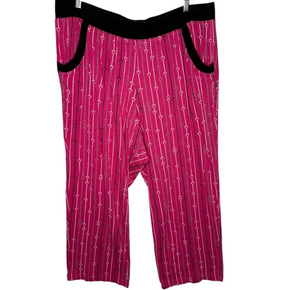 Cacique Pajama Set 3/4 Sleeve Top Matching Pants Sz 22/24 Striped Heart Pattern - Picture 5 of 14